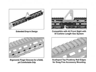 UTG HANDGUARD PRO AR15 SUPER SLIM M-LOK® 15″ DROP-IN CAR. LENGTH RAIL 3