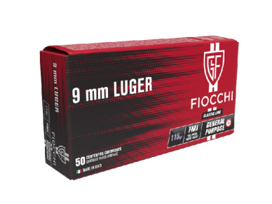 FIOCCHI AMMO 9X19 PARA LUGER, 124GR FMJ