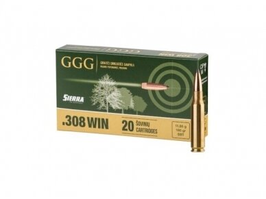 GGG ŠOVINYS .308 WIN, 180 GRAIN (11,7 G) SBT GAME KING