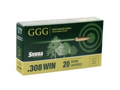 GGG AMMO .308 WIN, 168 GRAIN (10,9 G) HPBT SIERRA MATCH KING