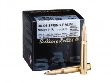 SELLIER&BELLOT ŠOVINYS 30-06 Sprg.SP-FMJ 180gr. 11,7