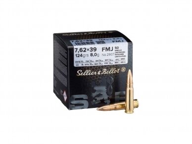 SELLIER&BELLOT ŠOVINYS 7,62X39 FMJ 124GR