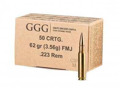 GGG AMMO 223 REM FMJ, 62 GR (4.00 G)