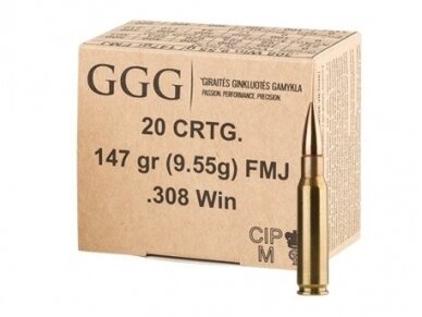 GGG AMMO .308 WIN, 147 GRAIN (9,6 G) FMJ